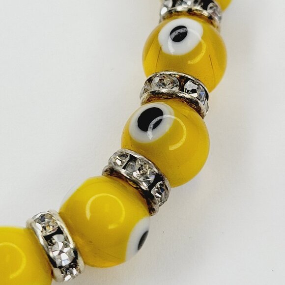 Yellow Evil Eye Elastic Stretch Bracelet - Picture 7 of 8